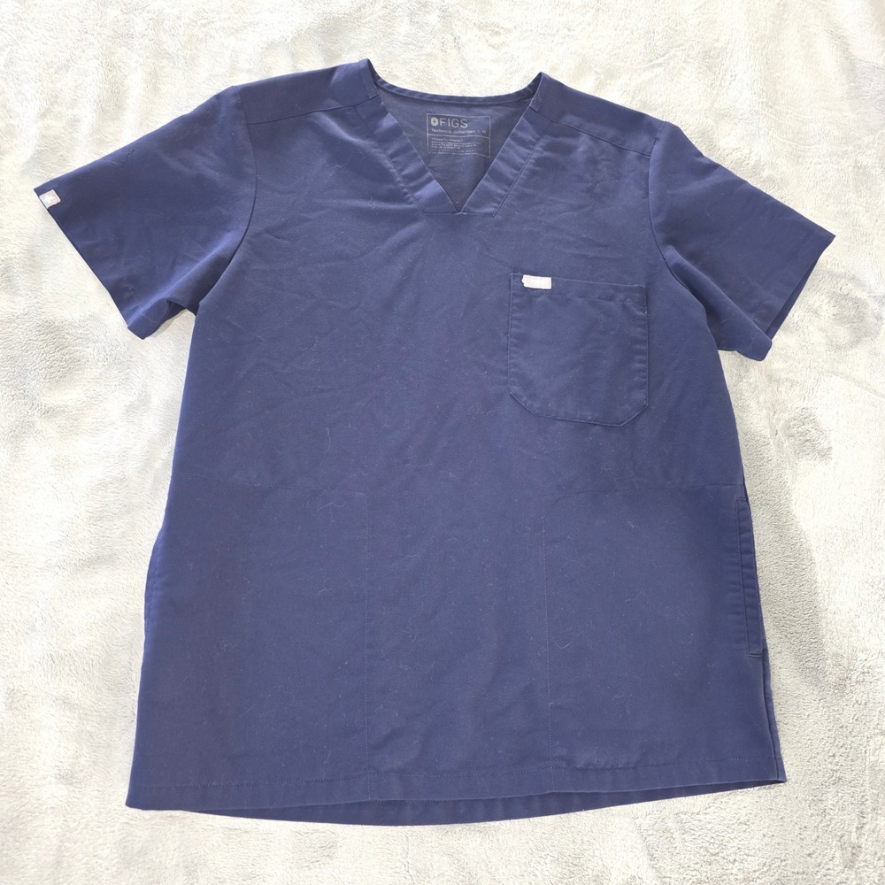 Figs Technical Collection Navy Blue V-Neck Scrub Top Mens‎ Medium